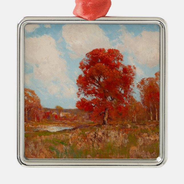 Herbstlandschaft (Landschaft im Herbst) (Rote Bäum Ornament Aus Metall (Vorne)