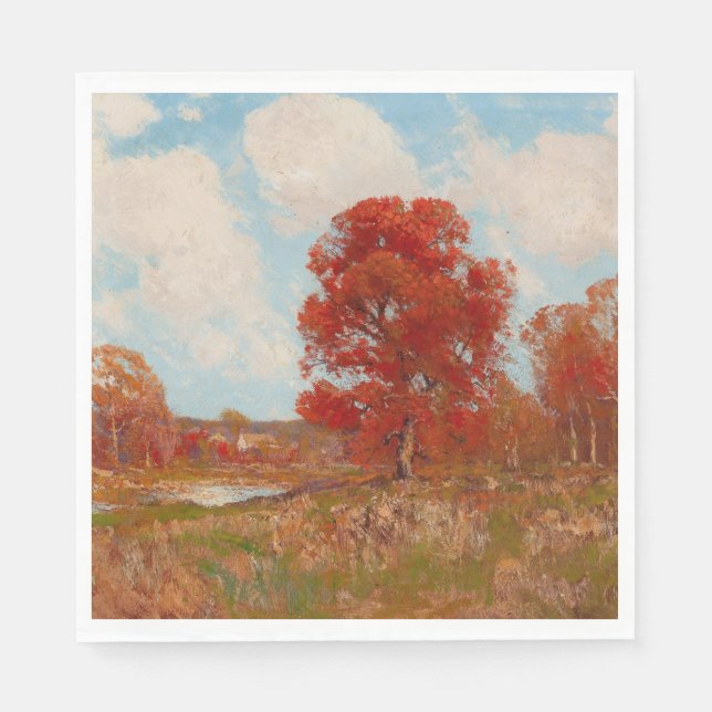 Herbstlandschaft (Landschaft im Herbst) (Rote Bäum Serviette (Vorderseite)