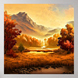 Herbstlandschaft Malerei-1 Poster