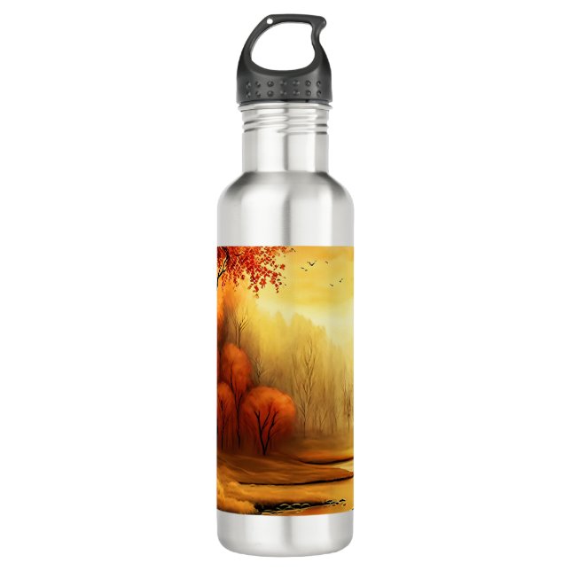 Herbstlandschaft Malerei-2 Edelstahlflasche (Vorderseite)