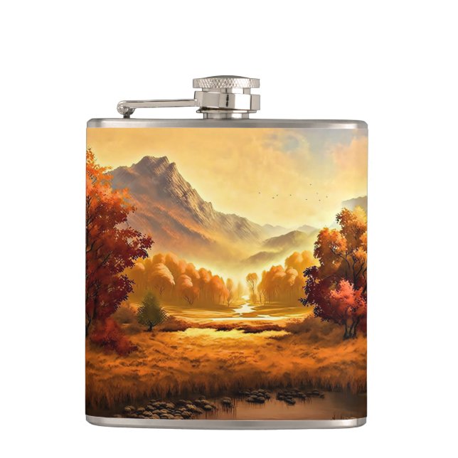 Herbstlandschaft Malerei-68754 Flachmann (Vorderseite)