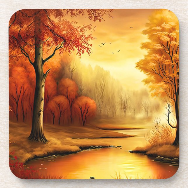 Herbstlandschaft Malerei-87546 Getränkeuntersetzer (Vorderseite)