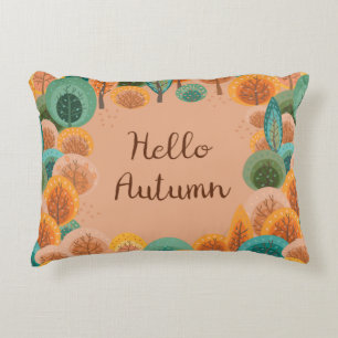 Herbstlandschaft mit abstrakter flacher handgezeic dekokissen
