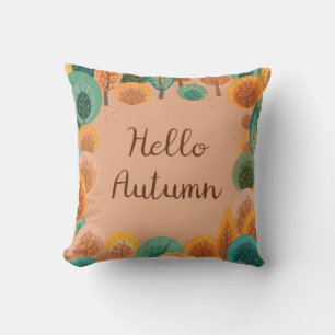 Herbstlandschaft mit abstrakter flacher handgezeic kissen