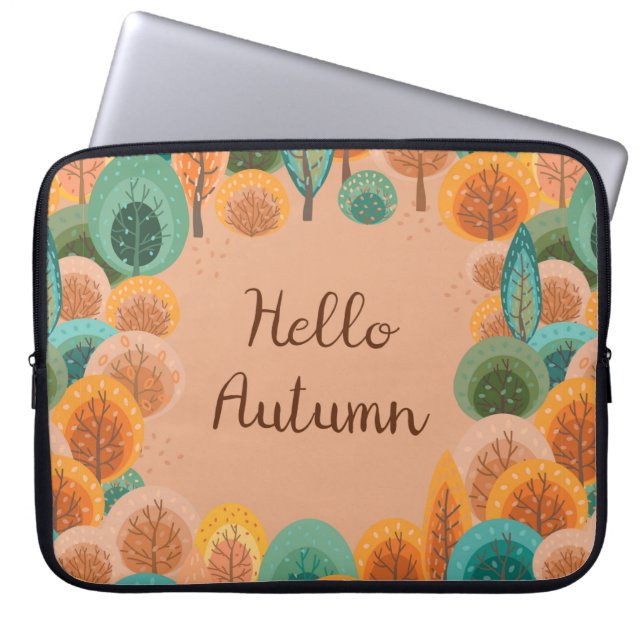 Herbstlandschaft mit abstrakter handgezeichneter E Laptopschutzhülle (Vorderseite)
