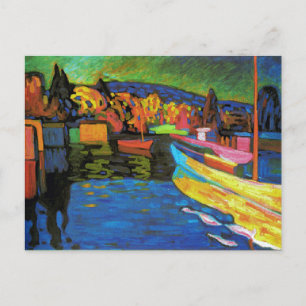 Herbstlandschaft mit Booten Postkarte