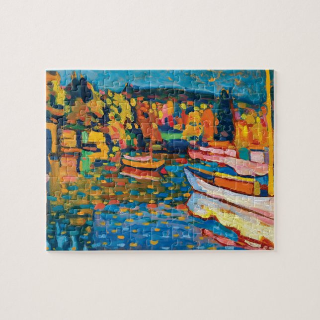 Herbstlandschaft mit Booten von Wassili Kandinsky Puzzle (Horizontal)