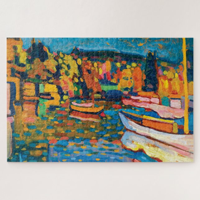 Herbstlandschaft mit Booten von Wassily Kandinsky Puzzle (Horizontal)
