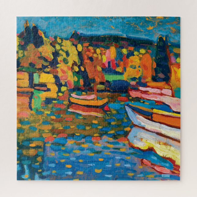 Herbstlandschaft mit Booten von Wassily Kandinsky Puzzle (Vertikal)