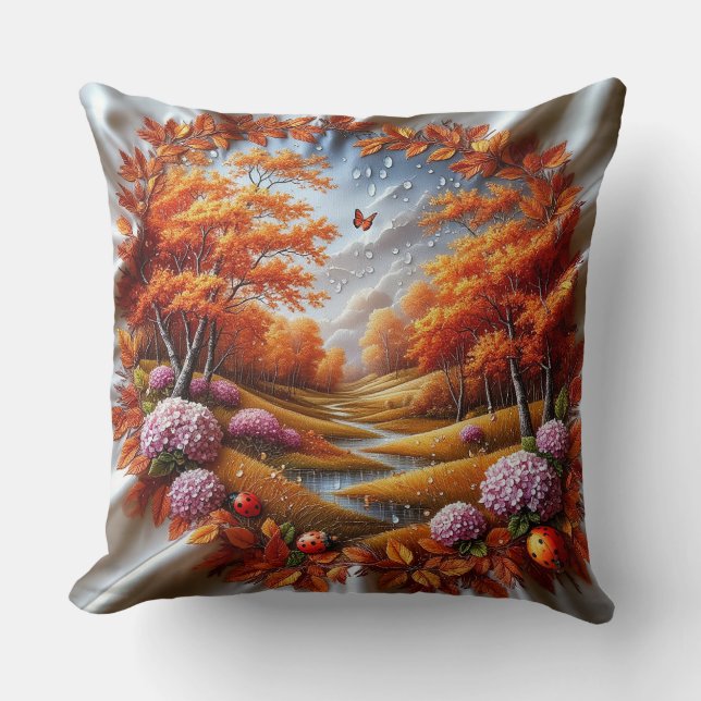 Herbstlandschaft mit Hydrangeas dekoriert Kissen (Vorderseite)