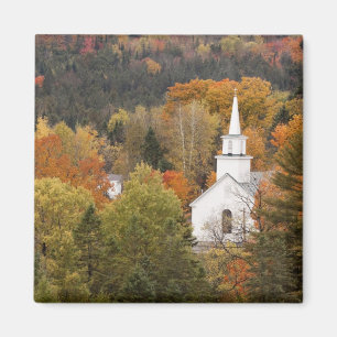 Herbstlandschaft mit Kirche, Vermont, USA Magnet