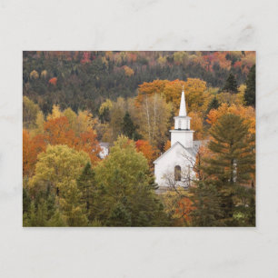 Herbstlandschaft mit Kirche, Vermont, USA Postkarte