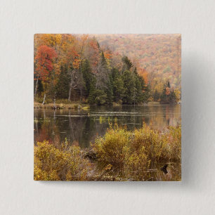Herbstlandschaft mit See, Vermont, USA 3 Button