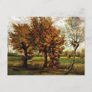 Herbstlandschaft mit vier Bäumen von van Gogh Postkarte
