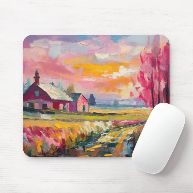 Herbstlandschaft Moderne Abstrakte Kunst Mousepad (Mit Mouse)
