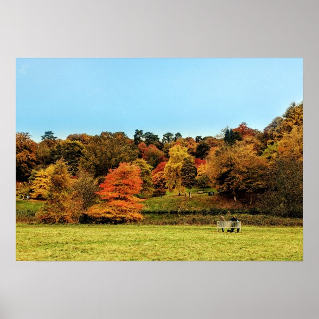 Herbstlandschaft Rot und Orange Poster (Vorne)