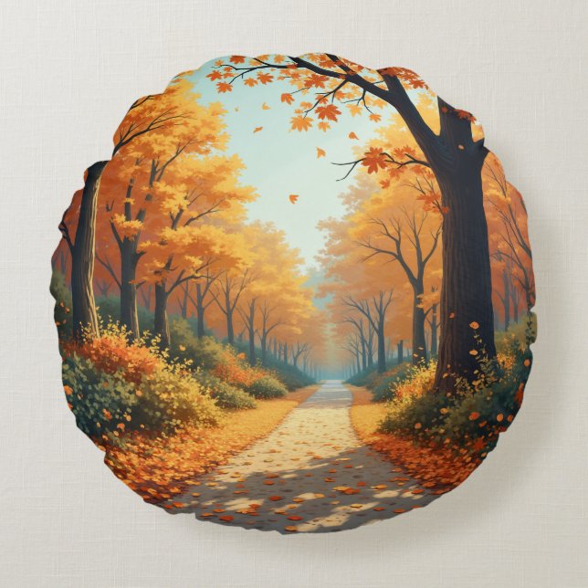 Herbstlandschaft Rundes Kissen (Vorderseite)