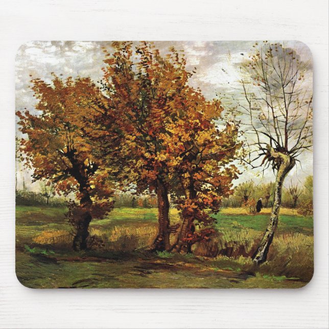 Herbstlandschaft Vier Bäume Van Gogh Kunst Mousepad (Vorne)
