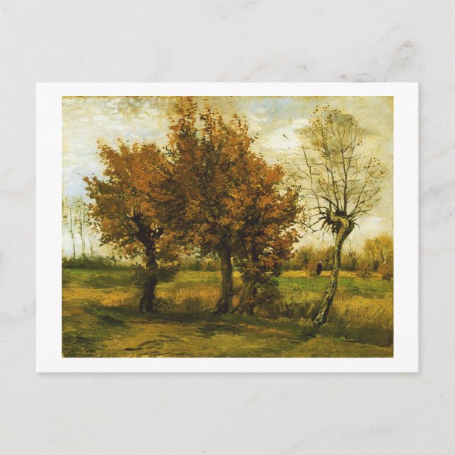 Herbstlandschaft Vier Bäume Van Gogh Kunst Postkarte (Vorderseite)