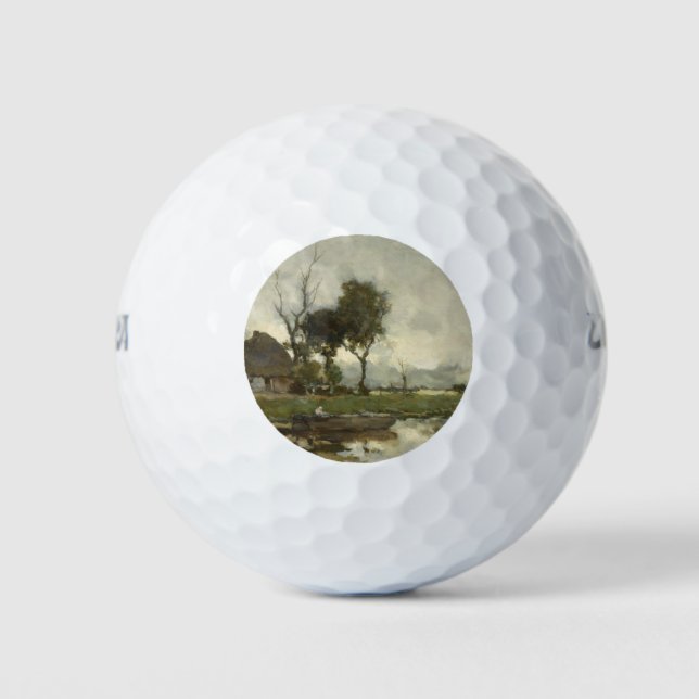 Herbstlandschaft (Vintage Niederländische Kunst) ( Golfball (Vorderseite)