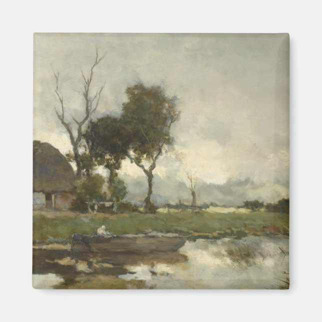 Herbstlandschaft (Vintage Niederländische Kunst) ( Magnet (Vorne)