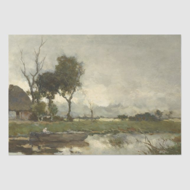 Herbstlandschaft (Vintage Niederländische Kunst) ( Seidenpapier (Vorderseite)