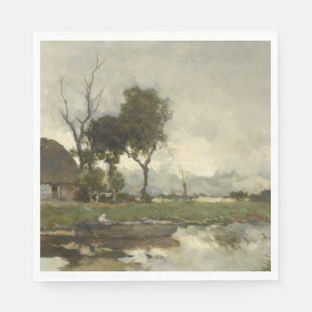 Herbstlandschaft (Vintage Niederländische Kunst) ( Serviette (Vorderseite)