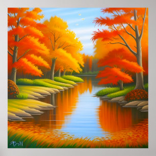🍂 Herbstlandschaft-Wandkunst für gemütliche Heimd Poster