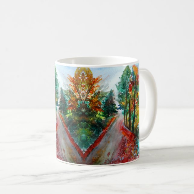 Herbstlandschaft Wasserfarbe Klassische weiße Tass Tasse (VorderseiteRechts)