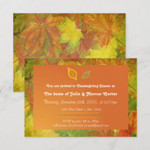 Herbstlaub - 3x5 Einladung zum Thanksgiving-Dinner