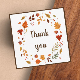 Herbstlaub & Acorns Herbst Danke, Brown Gerahmt Quadratische Visitenkarte