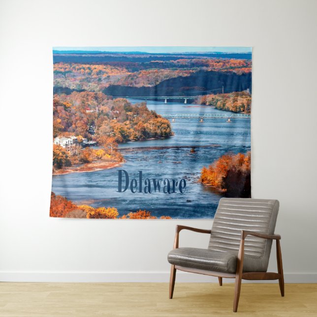 Herbstlaub am Delaware River Wandteppich (Beispiel (Horizontal))