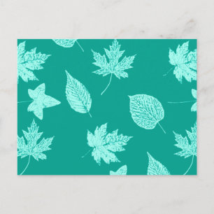 Herbstlaub - aqua und türkis postkarte