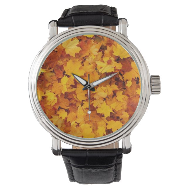 Herbstlaub Armbanduhr (Vorderseite)