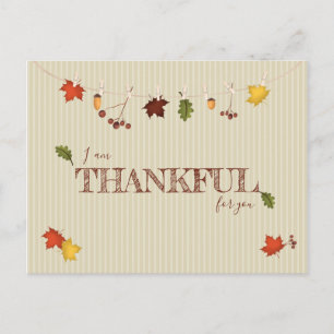 Herbstlaub auf der Wäscheleine Postkarte