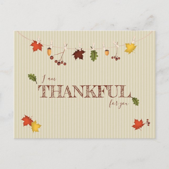 Herbstlaub auf der Wäscheleine Postkarte (Vorderseite)