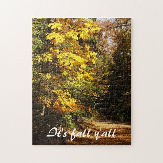 Herbstlaub auf Landstraße Puzzle (Vertikal)