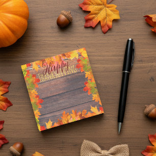 Herbstlaub auf Scheunenholz Frohes Erntedankfest Post-it Klebezettel