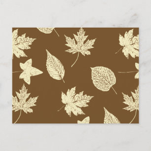 Herbstlaub - beige und schokoladenbraun postkarte