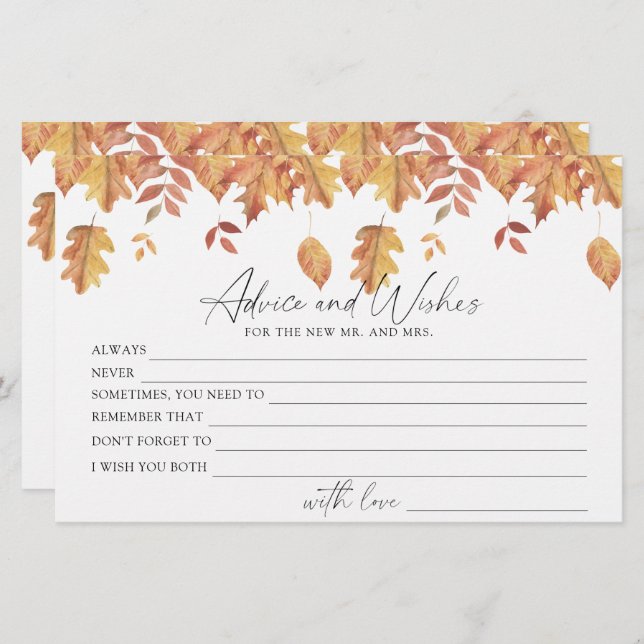 Herbstlaub - Beratung und Wünsche Brautparty Briefpapier (Vorne/Hinten)