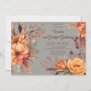 Herbstlaub Blumen Thanksgiving Friendsgiving Einladung