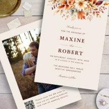 Herbstlaub Botanischer QR-Code Foto Hochzeit