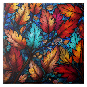 Herbstlaub-Buntglas Fliese