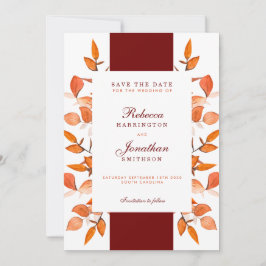 Herbstlaub Burnt Orange Wedding speichern das Datu Einladung