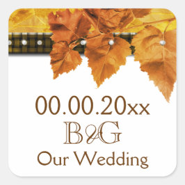 Herbstlaub Country Hochzeit Siegel #3 Quadratischer Aufkleber