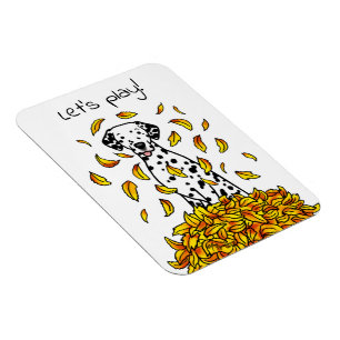 Herbstlaub Dalmatiner (schwarz 1) Hund Niedlich sp Magnet