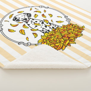 Herbstlaub Dalmatiner (schwarz 1) Hund Niedlich sp Sherpadecke