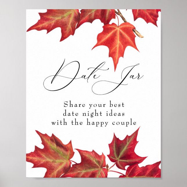 Herbstlaub-Datumsglas Herbst-Brautjunggesellinnena Poster (Vorne)