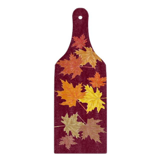 Herbstlaub Decorative Glasteigpaddel Schneidebrett (Vorderseite)