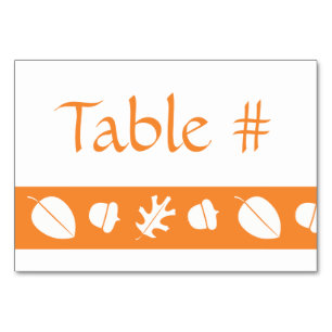 Herbstlaub der orangen Tischkarte Tischnummer